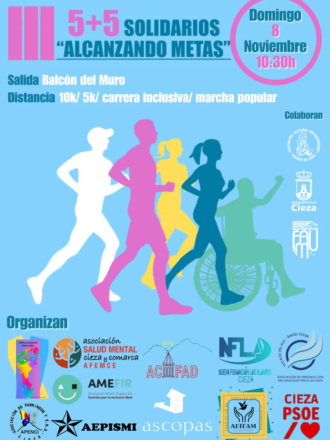 Cartel de Carrera popular 5+5 Solidarios «Alcanzando Metas»