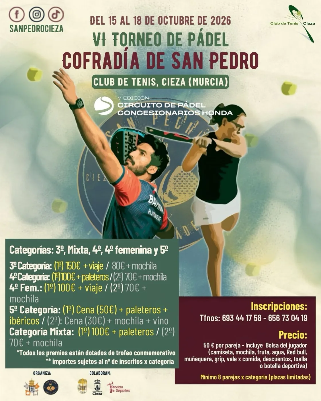 Cartel de VI Torneo de pádel Cofradía de San Pedro